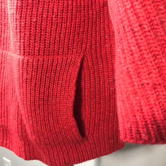 PURE JILL Red Kimono Sleeve Wool Linen Blend Oversized Knit Sweater Size XS - Picture 5 of 12